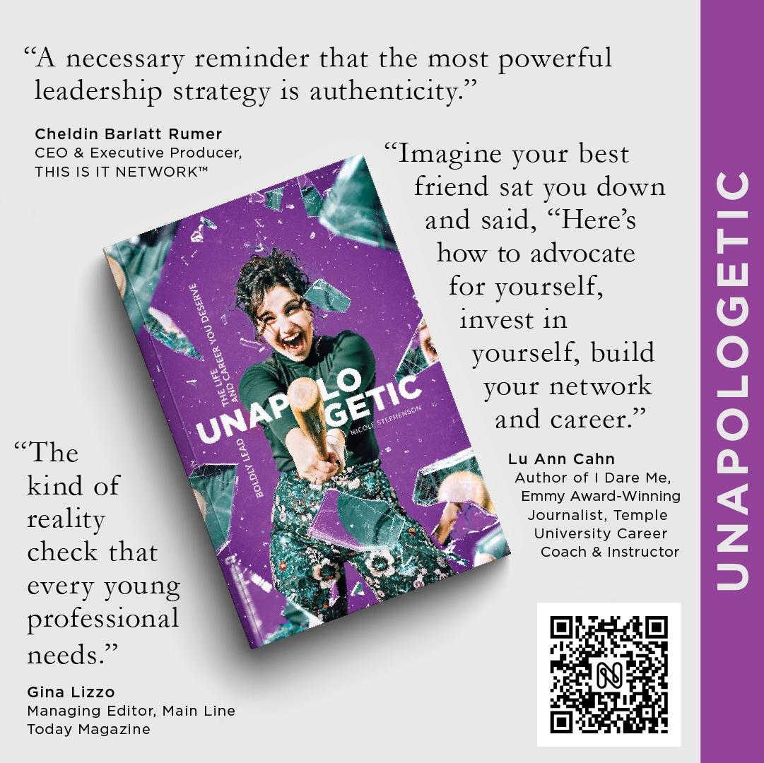 Unapologetic promo card describing what the book is about — authenticity as a career strategy.